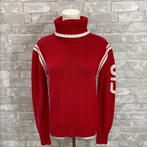CECIL Red and White Turtleneck Sweater